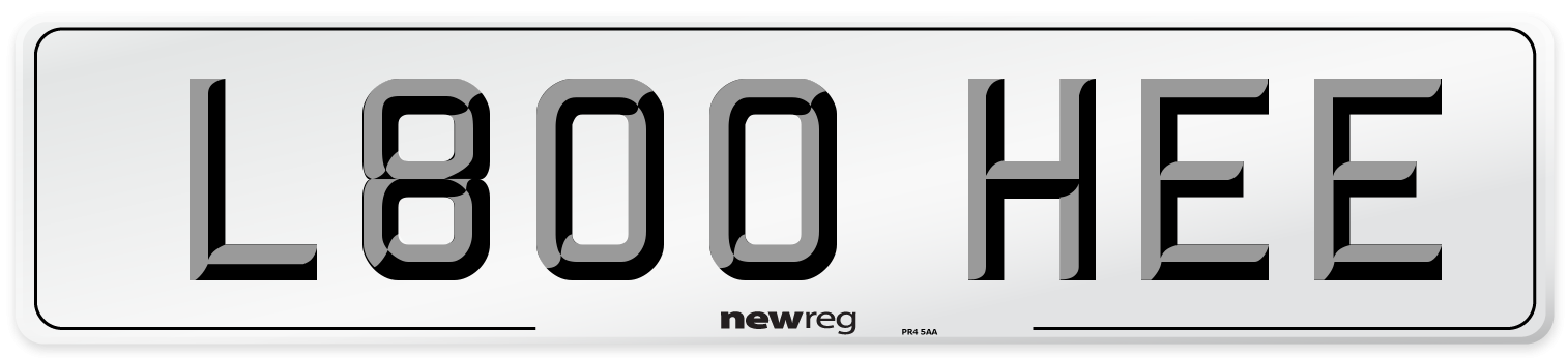L800 HEE Number Plate from New Reg